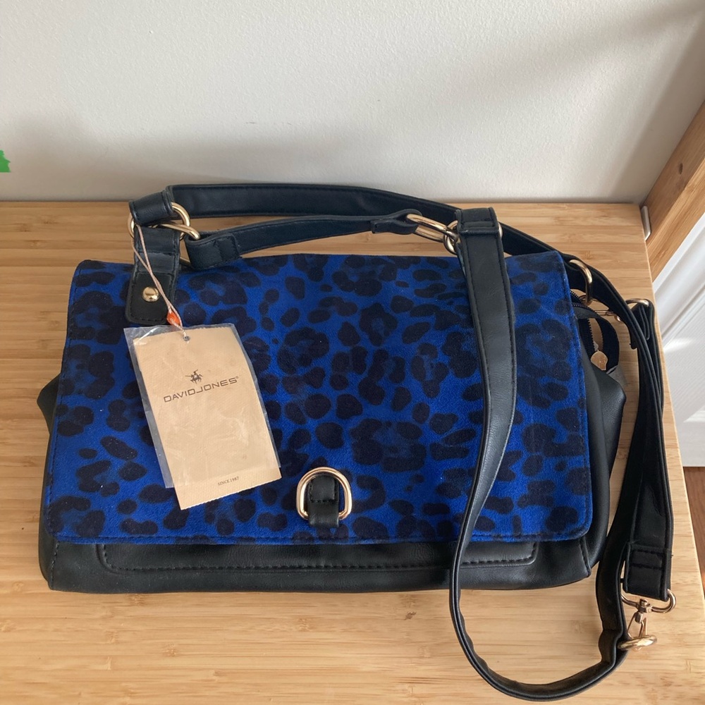 Blue Leopard Print Purse